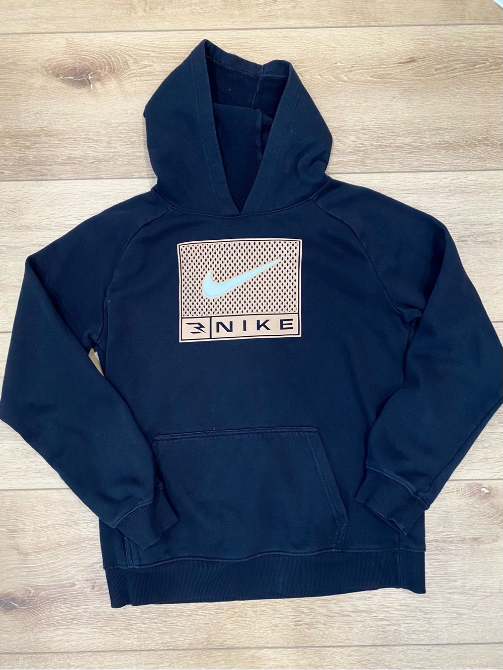 Nike 3BRAND Boy’s XL Hoodie Black Swoosh Graphic Pullover Sweatshirt Athleisure